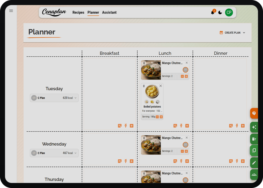 Cenaplan desktop weekly planner ready to copy or shift