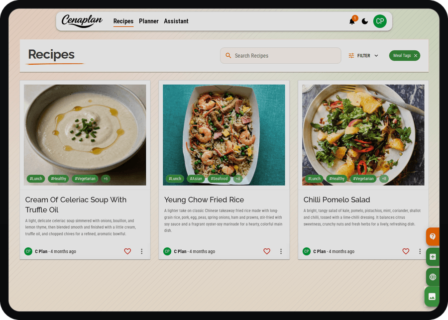 Cenaplan desktop recipe image import action