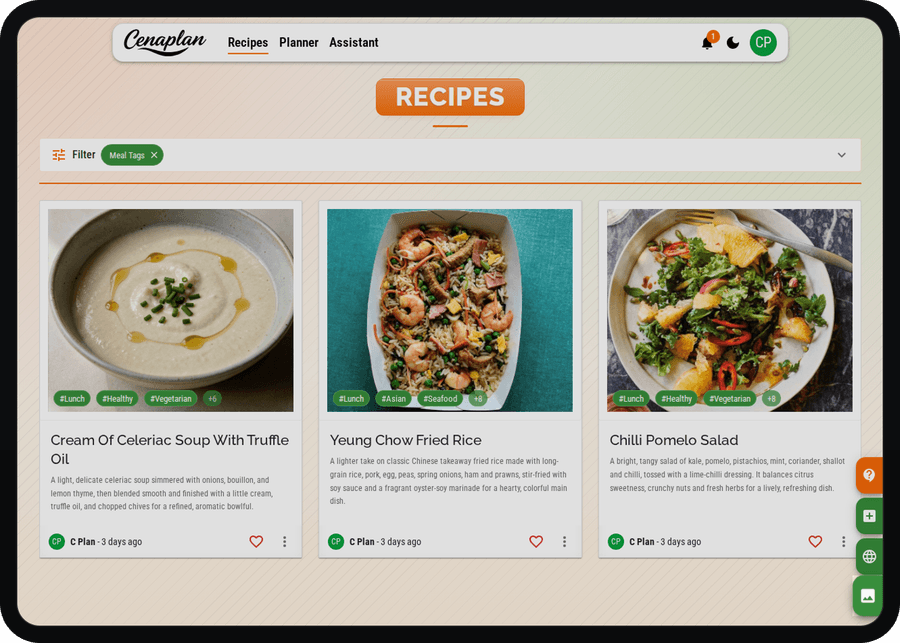 Cenaplan desktop recipe image import action