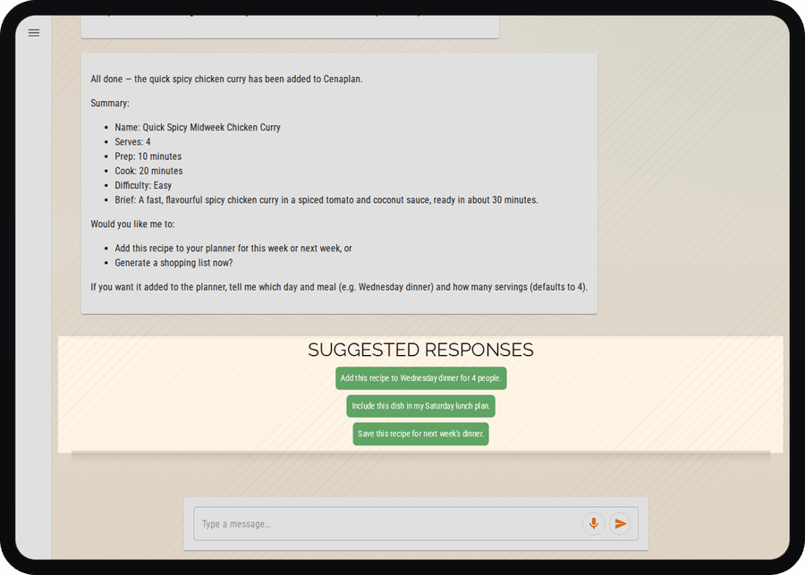 Cenaplan desktop assistant suggested next actions