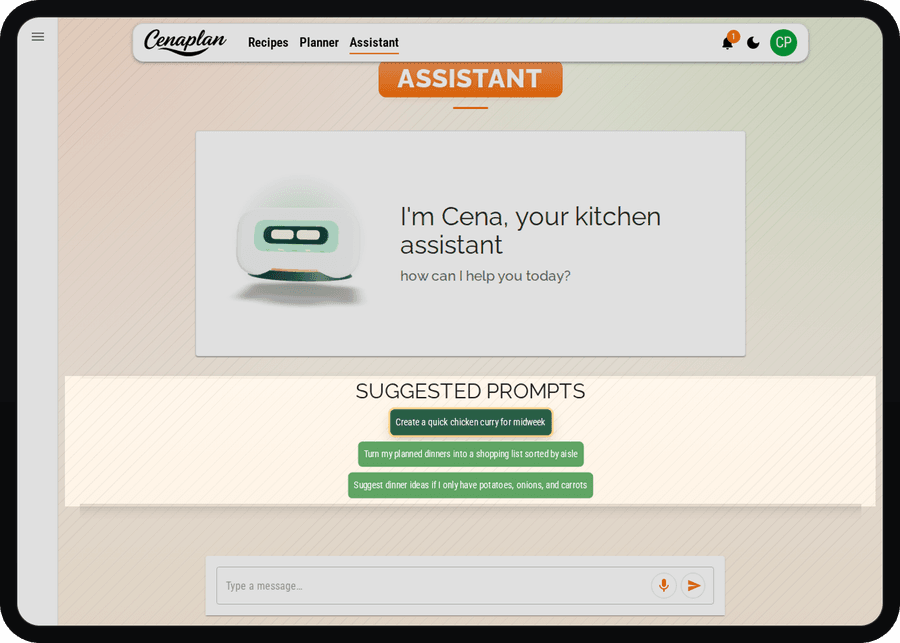 Cenaplan desktop assistant suggested prompts
